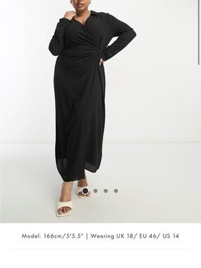 ASOS Black Wrap-Front Midi Dress with Side Gather